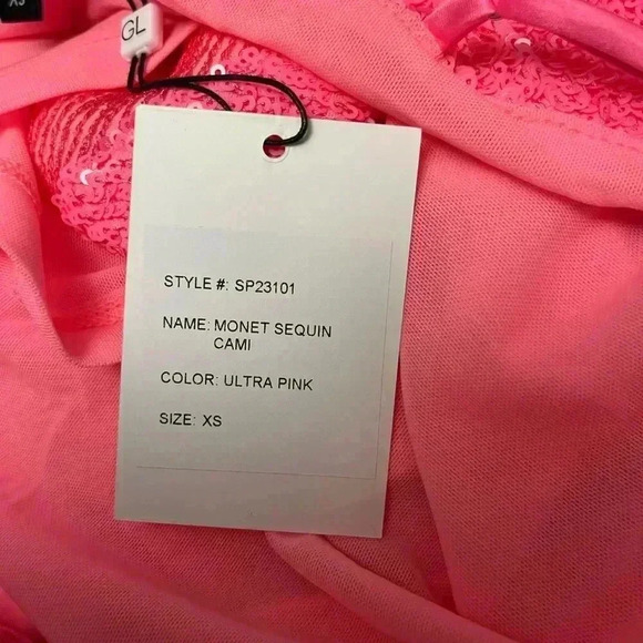 NWT Generation Love Monet Sequin Cami Tank Top Ultra Pink - Picture 6 of 7